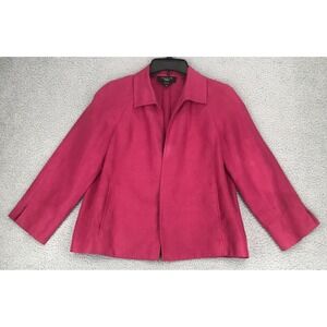Talbots Open Jacket Size MP Long Sleeve Pure Irish Linen Unlined Fushia